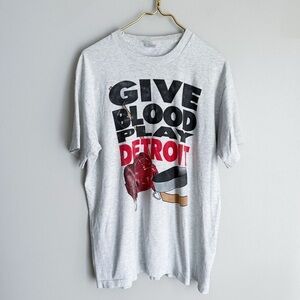 Vintage single stitch Detroit Red Wings Give blood play hockey tshirt grey XL